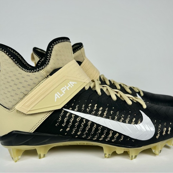 Nike Alpha Menace Pro 2 Mid Gold Black Football Cleats Size 9.5 - Picture 3 of 10